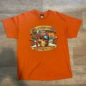 Harley Davidson Orange Graphic T-Shirt Size XL.